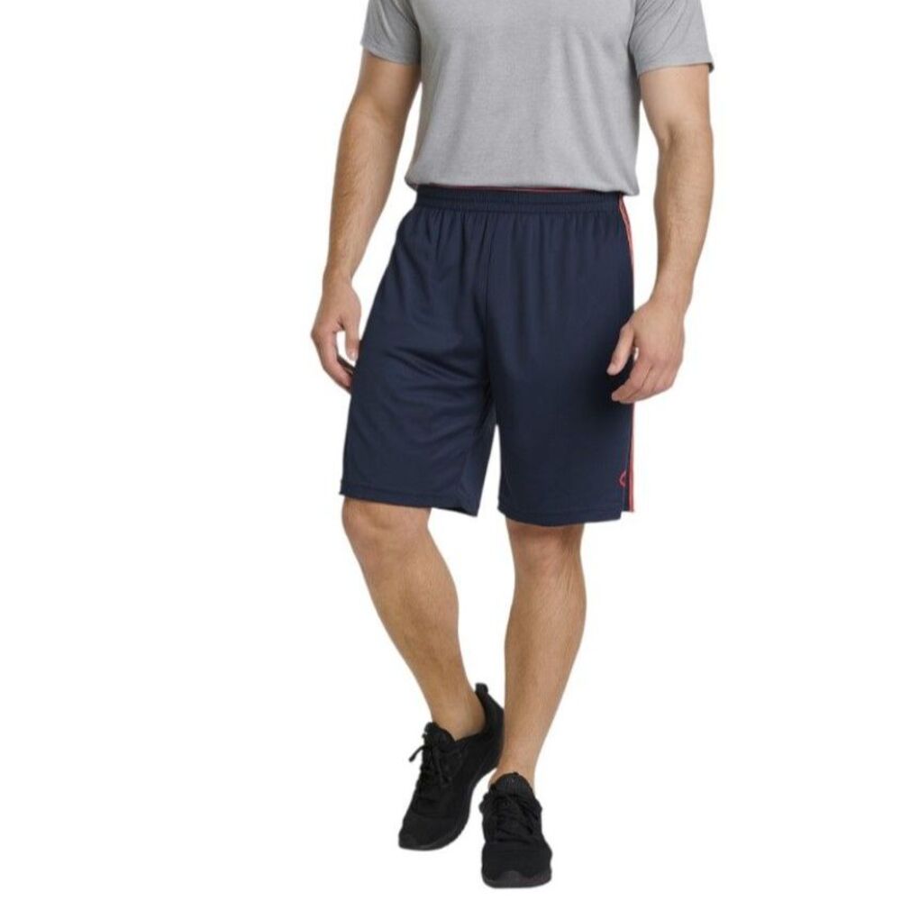 Colosseum Athletics Men’s Navy Athletic Shorts with Red Stripes | Size XL